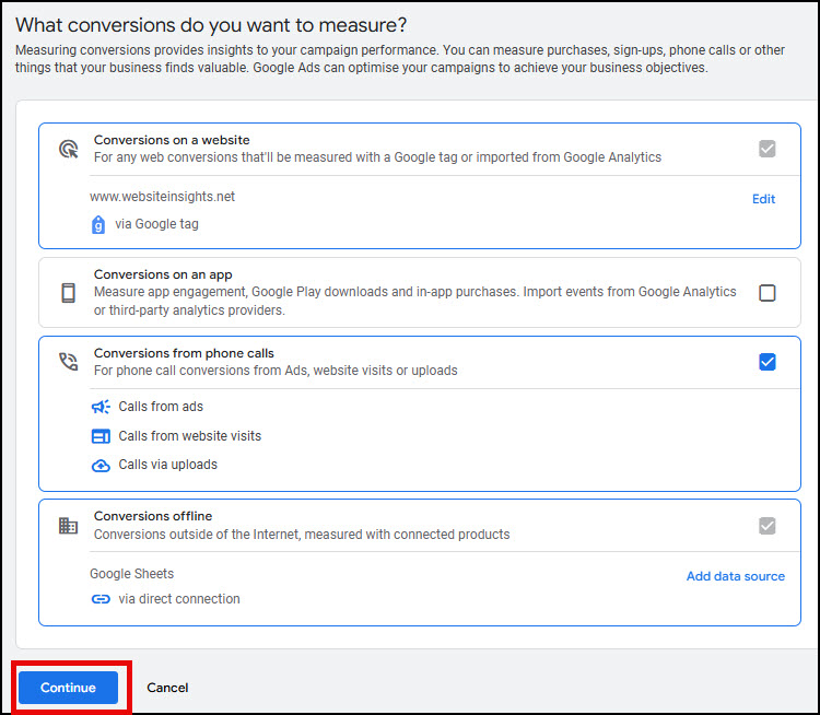 Google Ads conversion – new starting screen google ads conversion setup start screen